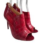 Alexandre Birman high heel booties 39 9 peep toe stiletto red Petal Eel skin