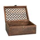 Wooden Decorative Storage Box with Hinged Lid and Latch - Large Rustic Trellis