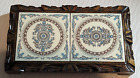 Vintage Carved Raised Footed Wood Frame 2 Ceramic Tile Trivet Dal-Tile Mexico