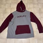 Ariat Sweatshirt Mens XL Gray Pullover Hoodie Red Letter Spellout Workwear