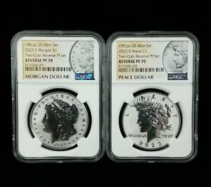 2023-S NGC PF70 Two Coin Set Reverse Proof $1 Morgan & Peace Early Releases 0367