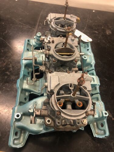 1966 Pontiac LeMans GTO Tri Power 3X2 Rochester Carburetor Intake Set Up 9782898