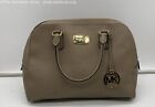 Michael Kors Women's Beige Double Handled Sleek Leather Handbag W/ Bag Charm