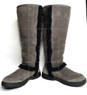 UGG SUNBURST EXTRA TALL GREY SUEDE SHEARLING WOMEN'S BOOTS Sz US 8 Worn Once