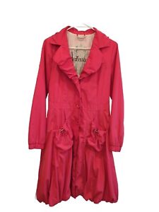 Red Knee Length Women Trench  S (4) Size