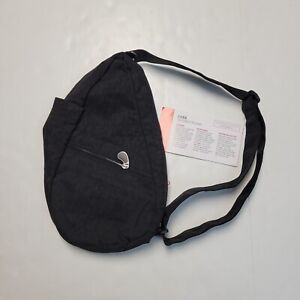 AmeriBag Healthy Back Bag Sling Black Distressed Nylon Multi Pocket XS Womens