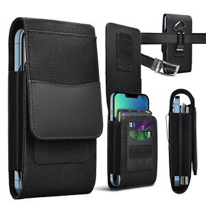 Dual Vertical phone Holster Belt Clip Case Pouch + Card Slots For iPhone Samsung