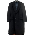 Vintage Baskin Coat Mens 42R Blue Navy Wool Dress Overcoat Button Up Business
