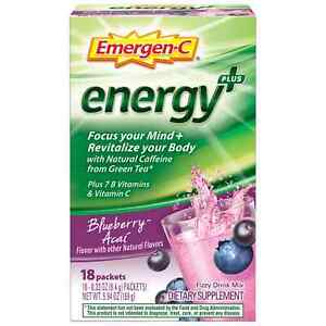 Emergen-C Energy Plus 250mg Energy Drink Mix, 0.33oz - 18 Pack, EXP 05/24