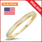 Like 10K Solid Yellow Gold White Opal Inlay Band Ring (polished) NEW