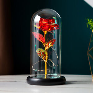 Eternal Forever Galaxy Rose Flower In Glass Dome LED Light Valentine's Day Gift