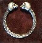 King Baby Studio Men's Sterling Silver Skull Twisted Cable Cuff Bracelet