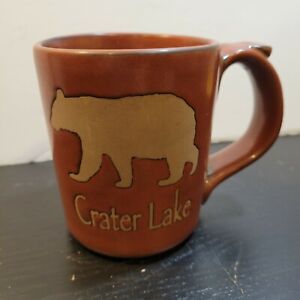 New ListingCrater Lake Bear Pottery Mug Speckled Stoneware Folk Art Rustic Oregon Souvenir