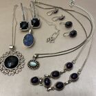 Sterling Silver Lot Onyx Lapis  Southwest Pendant Earrings Chains Jewelry