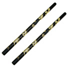Dragon Rattan Escrima Sticks - Black w/ Gold Dragon Arnis Sticks Pair 20