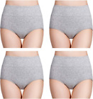 Women'S Cotton Underwear High Waisted Ladies Panties Full Coverage Briefs 4 Pack