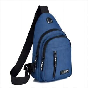 NEW Men's Travel Shoulder Bag Crossbody Chest Oxford Satchel USB Port Backpack