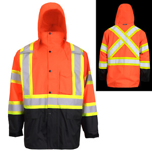 Safety Rain Jacket Reflective Two Tone with X on back Jorestech