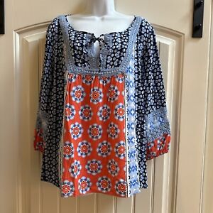 Crown & Ivy Floral Baby Doll Top Blouse Boho XXL