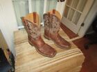 Justin Bent Rail Square Toe Brown Leather Cowboy Boots BR372 Men's size 12 D