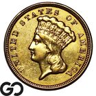 1856 Three Dollar Gold Piece, $3 Gold Indian Head Princess, Choice AU++ Details