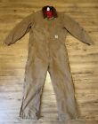 CARHARTT X01 BRN INSULATED COVERALLS USA MADE 48 Tall STAINS SEE PIC