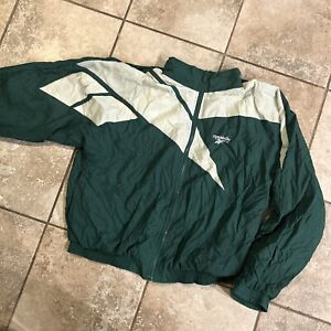 Vintage Reebok Colorblock Windbreaker Jacket Full Zip Green/ White Mens L