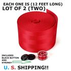 2 RED SEAT BELT WEBBING REPLACEMENT FITS BMW VW MINI COOPER (LOT OF 2) NEW!!