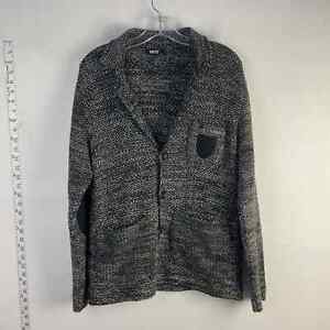 MCR Modacrise Gray Wool Blend Cardigan Sweater Mens Size M