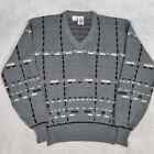 Kennington Sweater Men Extra Large Grey Plaid Grandpa Sweatshirt Jumper Adult XL