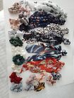 Lot Of 23 Mixed Hair Tie Scrunchies Scarf Ties Elastic Multicolored Soft EUC