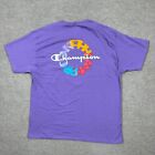 Champion T Shirt Mens Size XL Purple Short Sleeve Crew Neck Logo Casual Adults