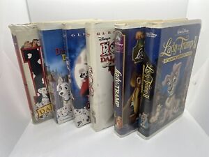 VTG Disney VHS Lot (6) 101 Dalmatians & Lady And The Tramp 1 & 2 Kids Movies
