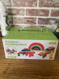 SHIERDU 45-Piece Wooden Rainbow Stack Set, 4-in-1 Building Blocks preschoolers &