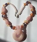 Romance Pink Quartz Sterling Bold Necklace Real Stones Amethyst Agate Beads