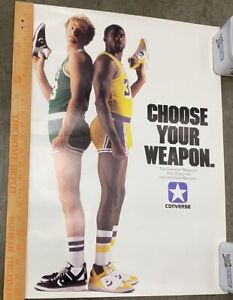 MINT Org. 1986 Converse MAGIC JOHNSON Larry BIRD “Choose Your Own Weapon” Poster
