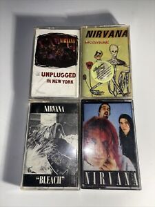 4x NIRVANA Cassette Lot: Bleach, Incesticide, Unplugged And RARE No Apologize