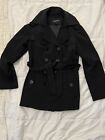 London Fog Black Water Resistant Hooded Belted Trench Coat Extra Small