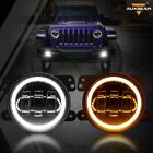 AUXBEAM 4 Inch LED Fog Lights White DRL Amber Turn Signal For Jeep Wrangler JK (For: More than one vehicle)