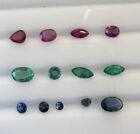 Lot of Natural PRECIOUS Stones-RUBY SAPPHIRE EMERALD some chipped- 3.3cts