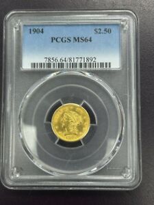 US / PCGS MS64 1904 $2.5 GOLD LIBERTY COIN / CHOICE BU