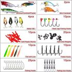 104pcs Fishing Lure Kit Set Includes Hard Crank Bait with Treble Hooks,Soft Plas