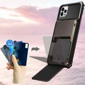4 Credit Card Slot Shockproof Rugged Case For iPhone 15 Pro Max 14 13 12 11 XR X