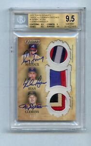 NOLAN RYAN GREG MADDUX ROGER CLEMENS 2021 Topps Dynasty Game  Used Auto BGS 9.5