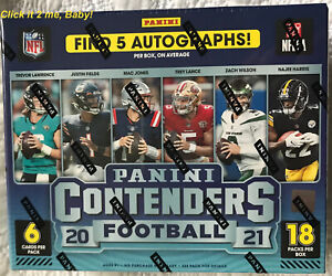 HOBBY BOX SEALED 2021 PANINI CONTENDERS FOOTBALL NFL Find 5 Autographs* Free S&H
