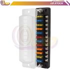 12 Way 10V-32V Blade Fuse Holder Block Box With Waterproof Cover For Automotive