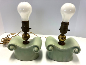 NICE PAIR ~ Vintage  Mid Century Modern MCM Ceramic Side Table Lamps   K