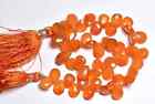 Natural Orange Carnelian Faceted Pear Briolette Shape Gemstone Loose Beads 10Pcs