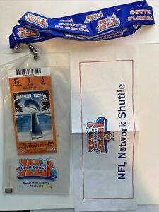 2007 Super Bowl XLI Ticket Indianapolis Colts v Chicago Bears. Bus Pass, Lanyard
