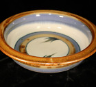 Aurora Hand Thrown Pottery Bowl Signed Studio Leaves Brown Blue Green Excellent